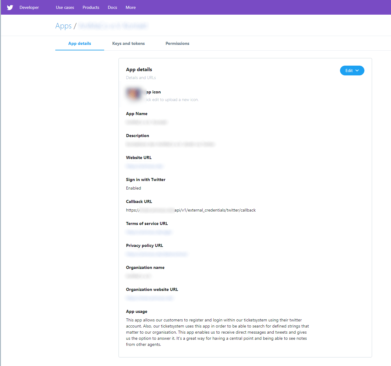 App Details to Set Up Webhook